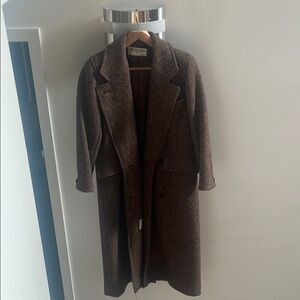 Christian Dior Brown Herringbone Overcoat